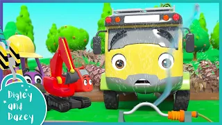 🚧Let's Build a Pond - The Leaky Hose 🚜 | Digley and Dazey | Kids Construction Truck Cartoons