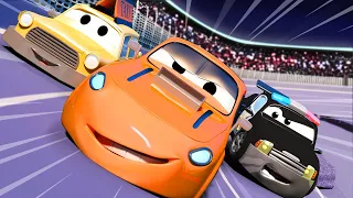 Der Streifenwagen in Autopolis -  Das große Rennen - Lastwagen Zeichentrickfilme für Kinder 🚓 🚒