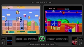 Alex Kidd: The Lost Stars (Arcade vs Master System) Side by Side Comparison
