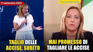 Giorgia Meloni "non ho mai promesso di tagliare le accise" umiliata da se stessa