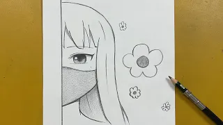 Easy anime sketch | How to draw anime girl step-by-step easy