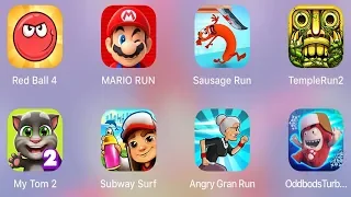 Red Ball 4,Mario Run,Sausage Run,Temple Run 2,My Tom 2,Subway Surf,Angry Gran Run,Oddbods Turbo