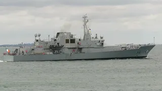 Irish Naval Service Warship LE Roisin leaving Dun Laoghaire.