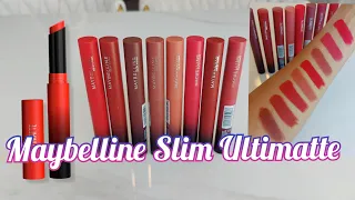 Maybelline Slim Ultimatte lipstick 💄. Hand Swatches. All 8 shades. 💋 October 5, 2023
