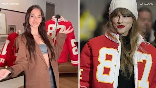 Taylor Swift wears custom jacket made by wife of 49ers fullback Kyle Juszczyk