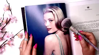 ASMR Book Page Turning & Squeezing 📖 Page Tracing & Brushing 💋 Soft Spoken ✨ Grace Kelly Style Book