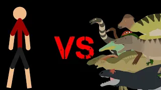 Stickman vs dinosaurs in stick nodes