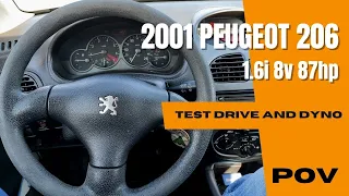 Peugeot 206 2001 (1.6i 87hp) | 4K POV Test Drive  | Dyno | Weighing | Acceleration