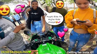 Picking up Random Junior College Girls on My ZX10R Superbike💞|Z900 Rider