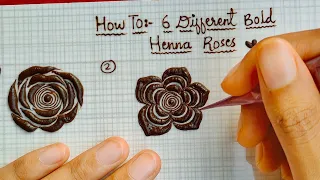 How To: 6 Different Bold Henna Roses ||  thouseens henna