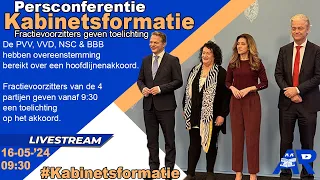 Terugkijken: Persconferentie over Kabinetsformatie Fractievoorzitters lichten hoofdlijnenakkoord toe