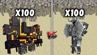 NETHERITE MONSTROSITY and FERROUS WROUGHTNAUT vs Every Minecraft Mob x100 / Minecraft Mob Battle