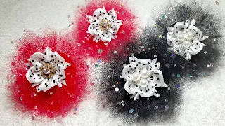 Быстрые и пышные бантики из фатина. Канзаши. Kanzashi.