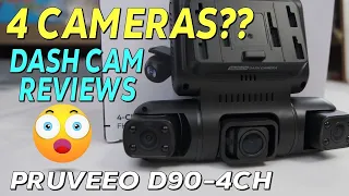 Pruveeo 4 Channel Dash Cam Review Unboxing D90-4CH