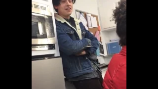 Cole Sprouse doing impressions on set of Riverdale.