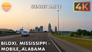 Biloxi, Mississippi to Mobile, Alabama! Drive with me at sunset!