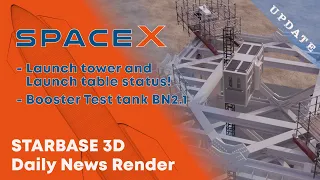 SpaceX Launch tower and Launch table Status, Test tank BN2 1. Boca Chica TX June 9, 2021