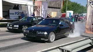 BMW E36 318i Turbo vs Audi 90 Quattro B3 2.2t 20v 1/8 mile drag race