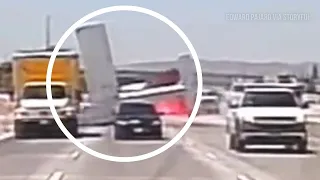 Dash cam captures plane crash on 91 Freeway