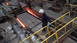 It's amazing to see! process of mass production of rebar. Korean Steel Factory