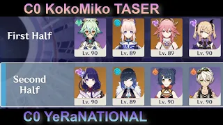 C0 Yae Kokomi Taser x C0 Yelan Raiden National 2.7 Spiral Abyss Floor 12 Full Star | ONE-SHOT