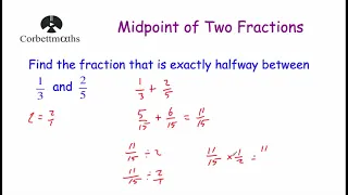 Midpoint of Two Fractions - Corbettmaths