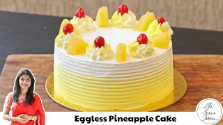 No Oven Fresh Pineapple Cream Cake | Bakery Style Pineapple Cake Recipe