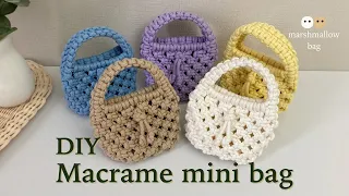 How to make a small and cute Macrame mini bag/ Marshmallow mini bag 🍮 [DIY Tutorial]