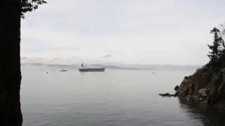 Oil Tanker Foghorn Tug Boats Puget Sound Bakken Crude Exporting.