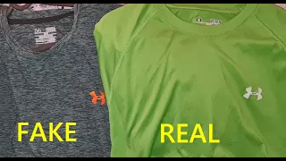 Under Armour tee shirt side by side comparison. How to spot original Under Armour shirt