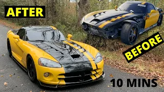 Rebuilding Wrecked  2006 Viper Dodge Rebuild in 10 Mins like THROTl