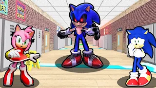 SONIC AND AMY VS SONIC.EXE ESCAPE SCHOOL OBBY IN ROBLOX