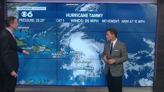 Hurricane Tammy hits tiny Barbuda in the Caribbean