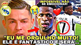 ❤️QUE LINDO!!😭 CRISTIANO SE EMOCIONA AO FALAR DE VINICIUS JR NOVO 7 DO REAL MADRID! FUTEBOL HOJE