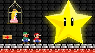 Mario and Luigi CO-OP use Giant Super Star Rescue Princess in New Super Mario Bros.?