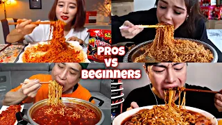 Pros vs. Beginners eating spicy noodles