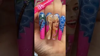 BARBIE MOVIE nail art!? 💅🏻💖 #shorts #nailart #naildesign #barbie #nails #nailsart #nailartist