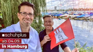 Zu Hamburg gehören Boote auf der Außenalster und ab dem 04.09. auch schuhplus - Schuhe in Übergrößen