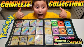COMPLETE COLLECTION OF DARKNESS ABLAZE!! OUR BINDER IS ALL DONE! FULL OF NEW POKEMON CARDS!