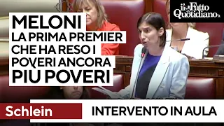 Schlein: "Meloni vuole passare alla storia come premier donna che ha reso poveri più poveri con sms"