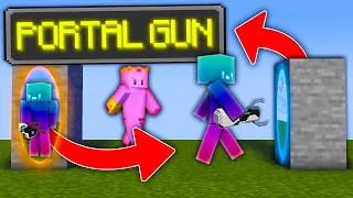 Minecraft Manhunt, But I Have A PORTAL GUN...