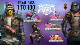 PUBG MOBILE || SEASON 16 ROYAL PASS || RP 1 TO 100 RP 100 OUTFIT || FULL REWARDS || SCAR-L RP SKIN