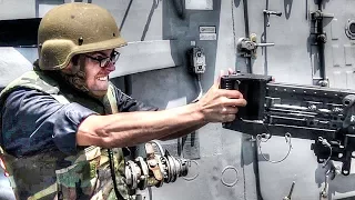 Sailors Engage Boat With .50 Caliber Machine Gun
