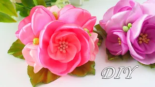 Милые ЦВЕТЫ из ЛЕНТ. Ribbon Flowers DIY