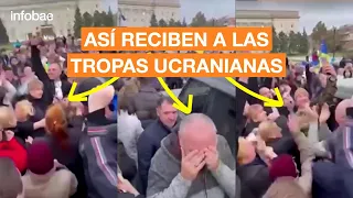 Así recibían a los soldados ucranianos tras recuperar Kherson