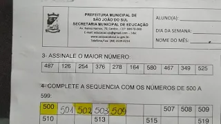 Números de 500 a 600.