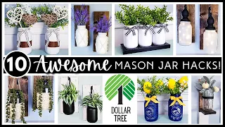 TOP 10 Creative Ideas & Hacks Using MASON JARS | DOLLAR TREE DIY | Home Decor DIYs | Must Try!