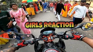 OMG!!! Saraswati Puja Girls Shocking Reaction on my SuperBike 😈😈