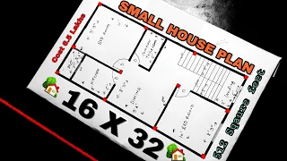 16 X 32 Sqft House Plan | 512 sqft village house plan | Small House design | 16 × 32 Ghar Ka naksha