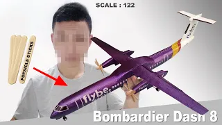 Try to make Bombardier Dash 8 Flybe airplane fully from Ice cream sticks